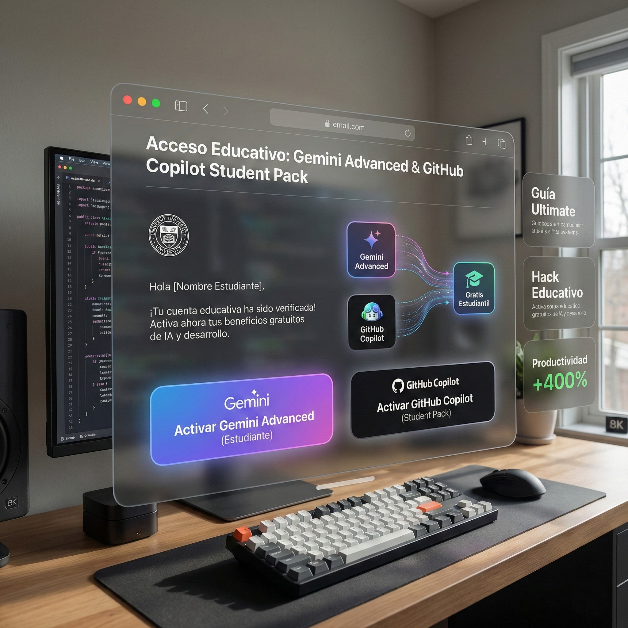 Guía Ultimate: Gemini Advanced + GitHub Copilot Gratis (Hack Educativo)